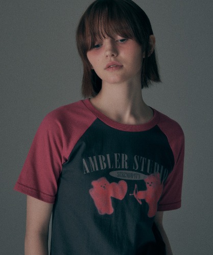 엠블러 Cupid Bear 크롭 반팔 티셔츠 ACR504 (핑크)