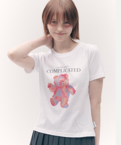 엠블러 Complicated 크롭 반팔 티셔츠 ACR503 (화이트)