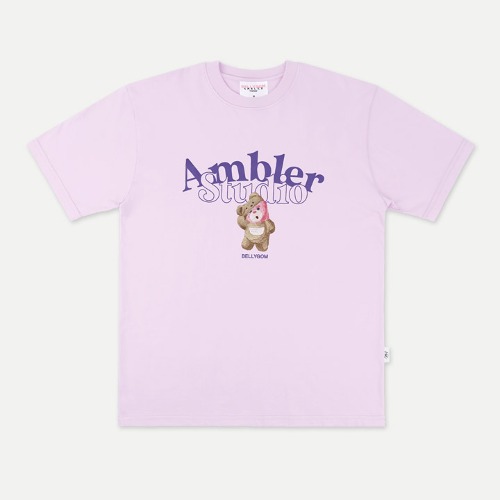 엠블러X벨리곰 남여공용 WHU A U 오버핏 반팔 티셔츠 BS206 (퍼플)