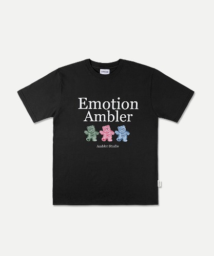 엠블러 남여공용 Emtion Bear 오버핏 반팔 티셔츠 AS1111 (블랙)