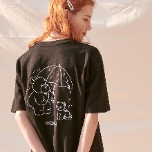 엠블러 남여공용 [16수] Rainy Day 오버핏 반팔 티셔츠 AS1017 (블랙)