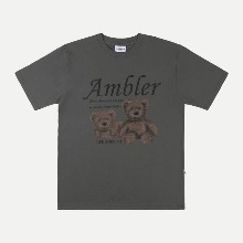 엠블러 남여공용 Black bear 오버핏 반팔 티셔츠 AS1010 (다크그레이)