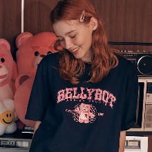 엠블러X벨리곰 남여공용 Bellybot 오버핏 반팔 티셔츠 BS207 (네이비)