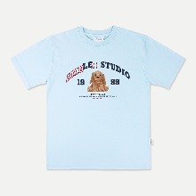 엠블러 남여공용 PUPPY DOLL 오버핏 반팔 티셔츠 AS1027 (블루)