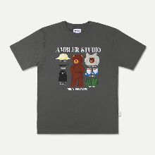 엠블러 남여공용 Dressing a Bear 오버핏 반팔 티셔츠 AS1022 (다크그레이)