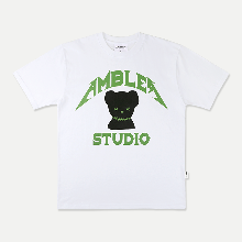 엠블러 남여공용 kitsch Bear 오버핏 반팔 티셔츠 AS1026 (화이트)
